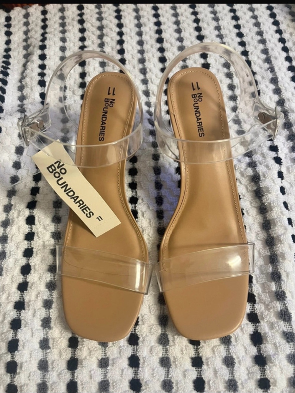 No Boundaries Clear Strap Tan Slingback Sandals